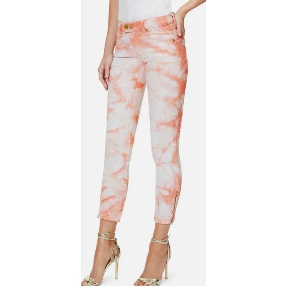 Ramy Brook Katie Pink Tie Dye Skinny Jeans Ankle Zip Mid Rise Size 28 USA Made